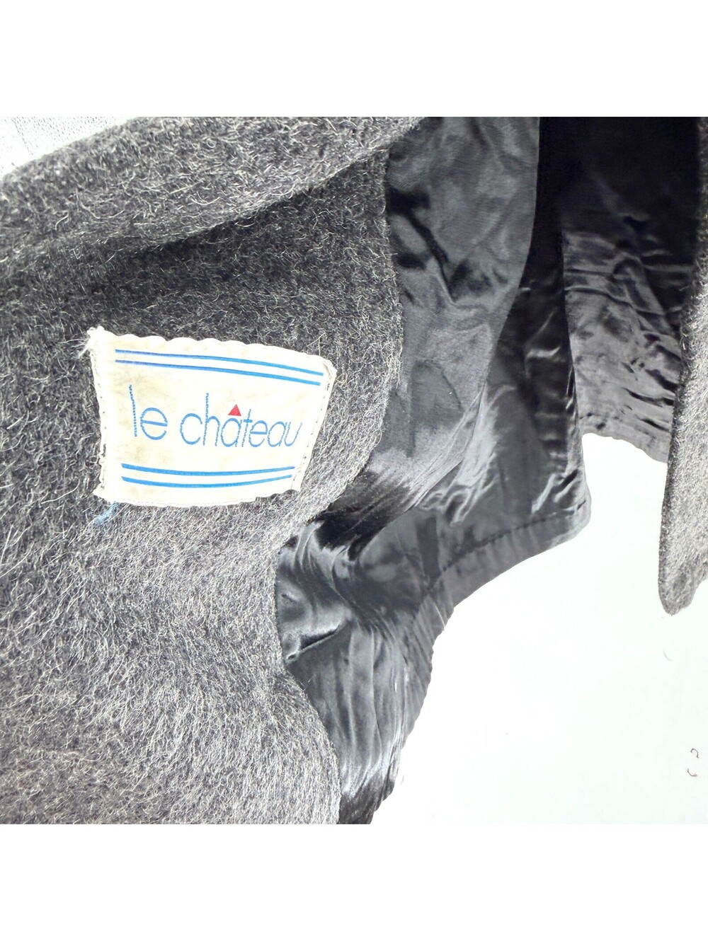 Vintage 80s Le Chateau Charcoal Double Breasted Overcoat - Picture 4 of 6